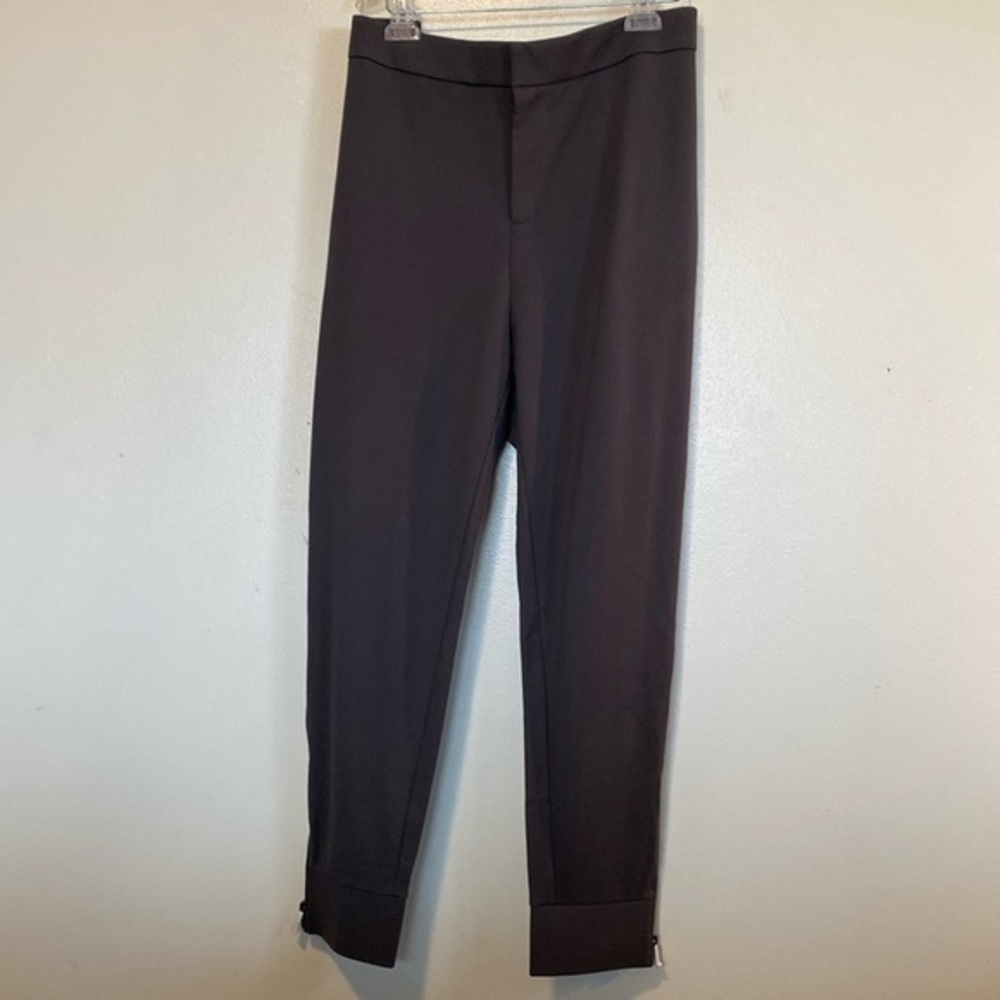 Lisa Rinna Collection slate gray pocket ankle zip rayon blend jogger pants